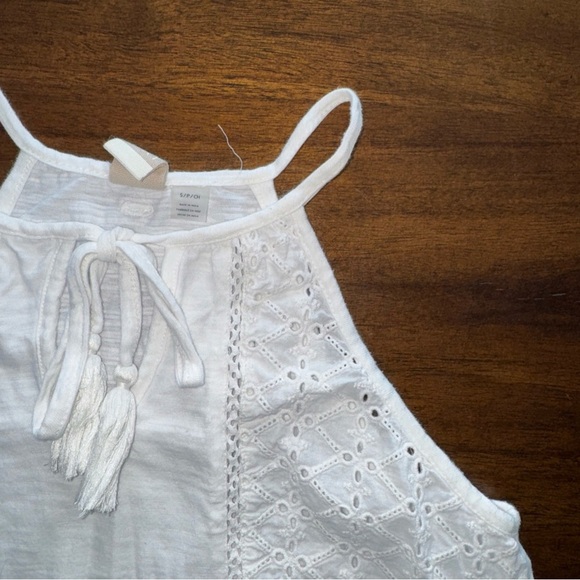 Roxy White Eyelet High Neck Sleeveless Bathing Suit Swim Cover Up Dress S - Picture 4 of 9